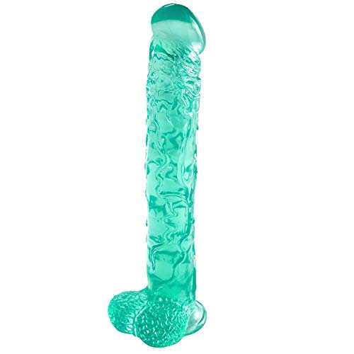 UITAB 16.14 Inch Extra Long Big Handsfree Personal Relax Massager Silicone Toys with Handsfree Suction Cup Box Package - Green UITAB