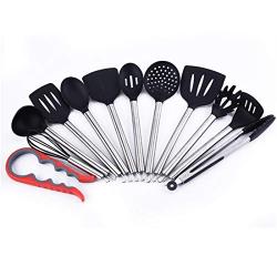 ALLCIAA Stainless Steel Kitchen Utensils Hollow Handle Silicone Kitchenware Spatula Spoon Silicone Kitchenware Set Non Stick Barking Tool Kitchenware (Size : 12-piece)