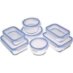 AmazonBasics Glass Locking Lids Food Storage Containers, 14-Piece Set