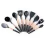 Ly-gctz Kitchenware Tools Wooden Handle Silicone Kitchen Utensils Set of 9 Scraper Oil Brush Colander (Color Box Packaging)