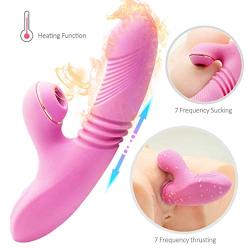 Magic Wand Sucking Vibrartor - 7 Frequency - Clitorial Sucking Vibrate USB Rechargeable -Whisper-Quiet Motor - Heating Six Toys for Female Adullt Toys for Women