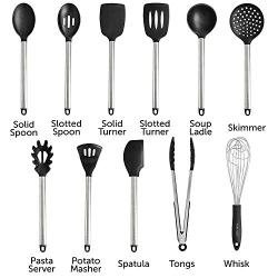 Home Hero 11 Silicone Cooking Utensils Kitchen Utensil Set - Stainless Steel Silicone Kitchen Utensils Set - Silicone Utensil Set Spatula Set - Silicone Utensils Cooking Utensil Set - Kitchen Tools