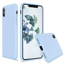 Vooii iPhone Xs Case, iPhone X Case, Soft Liquid Silicone Slim Rubber Full Body Protective iPhone Xs/X Case Cover (with Soft Microfiber Lining) Design for iPhone X iPhone Xs - Light Blue