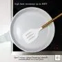 White Silicone and Gold Cooking Utensils for Modern Cooking and Serving, Stainless Steel Gold Serving Utensils - Spatulas for Non Stick Cookware