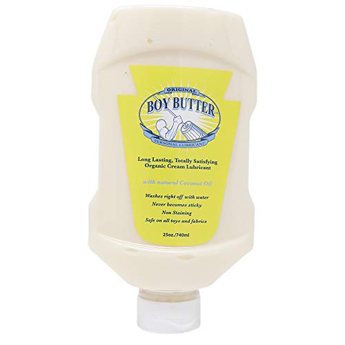Boy Butter XL Personal Lubricant | Natural Coconut Oil & Organic Silicone | Non Staining, Washable & Slick Lube for Adult Men, Women & Couples | Original Formula Oil Based Cream Made in the USA | 25oz