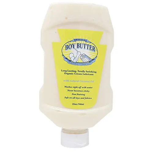 Boy Butter XL Personal Lubricant | Natural Coconut Oil & Organic Silicone | Non Staining, Washable & Slick Lube for Adult Men, Women & Couples | Original Formula Oil Based Cream Made in the USA | 25oz