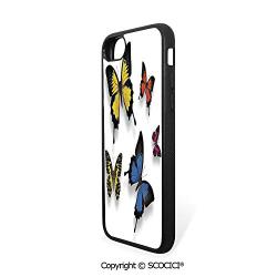 SCOCICI Non-Slip Drop Protection Smart Cell Phone Case Pattern of Various Colorful Butterflies and Moths Grace of Nature Wings Home Decor Decorative Compatible with iPhone 7