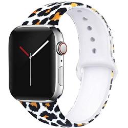 EXCHAR Compatible with Apple Watch Band 40mm 38mm 44mm 42mm Fadeless Pattern Printed Floral Bands Silicone Replacement Band for iWatch Series 5 Series 4/3/2/1 for Women Men