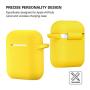 AirPods Case, Silicone Cover with U Shape Carabiner,360°Protective,Dust-Proof,Super Skin Silicone Compatible with Apple AirPods 1st/2nd (Yellow)