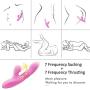 USB Rechargeable Handheld Sucking Wand Massager with Heating Function Waterproof Silicone Powerful Wireless 3 in 1 Vibrating and Sucking Modes Vibrant Toy(Pink)