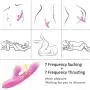 USB Rechargeable Handheld Sucking Wand Massager with Heating Function Waterproof Silicone Powerful Wireless 3 in 1 Vibrating and Sucking Modes Vibrant Toy(Pink)