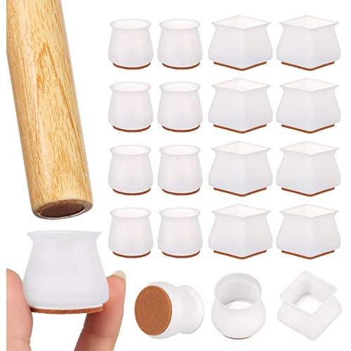 Okdeals 16pcs Silicone Chair Table Foot Protector Caps Felt Bottom Furniture Feet Cover Round/Square Non-Slip Leg Caps Furniture Free Moving Feet Caps,Prevent Floor Scratches Reduce Noise