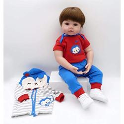 Binxing Toys Lifelike Reborn Dolls with Monkey Clothes Cute Newborn Boy Silicone Weighted Body Realistic Reborn Dolls18 Inch Beautiful Outfits Set Great Birthday Gifts for School Children (70306)