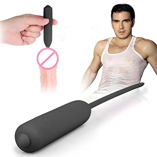 Urethral Sounds Vibrating HONGSA Urethral Dilator Sleek Sperm Plug Stimulating Urethral Male Massager - 10 Frequency Prostate Vibrator Silicone Dilator Penis Plug Stimulator Sex Toy (Black, 5.5mm)