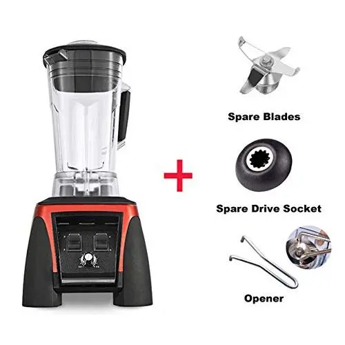 Super Heavy Duty Commercial Professional Power Blender Juicer Food Processor Mixer 3Hp 45000Rpm 2200W 2L Jar,Red Spare Parts,Eu Plug
