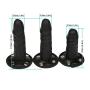 Strap On With Three Removable Dildo Black Leather Wearable Silicone Dildo Sex Toy for Women