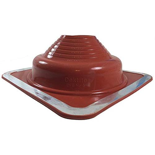 Dektite Premium #5 Red Silicone Metal Roof Pipe Flashing, High Temp, Square Base, Pipe OD 4" to 8"