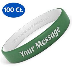 Reminderband 100 Custom Luxe Silicone Wristbands - Personalized Customizable Silicone Rubber Bracelets - Customized for Motivation, Events, Gifts, Support, Fundraisers, Awareness - Men, Women, Kids