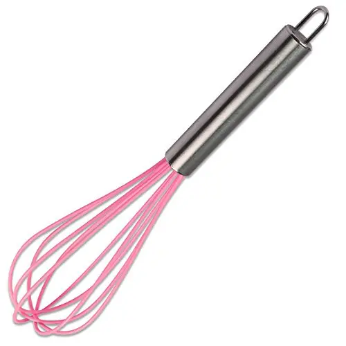 Dana Carrie Stainless Steel Kitchenware kitchen spatula 304 stainless steel silicone kitchen utensils heat resistant silicone spatula non-stick inner pot, Pink Whisk