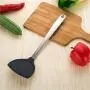 GOMYIE Kitchenware Stainless Steel Spatula Silicone Turner Non-Stick Fried Shovel Egg Fish Frying Pan Turner Scoop(Steel color)