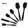 Silicone Cake Spatula, 6pcs Set Nonstick Kitchenware with Hangable Hole for Home Restaurant Hotel Cake Shop - Black