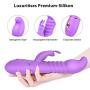 Thrusting Rabbit Vibrator with 3 Powerful Thrusting Actions 7 Vibration Modes for G Spot Clitoris Stimulation, PALOQUETH Waterproof Dildo Bunny Vibrator Personal Sex Toy for Women, Rechargeable Purple