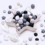 Baby Silicone Teether Beads 100pcs BPA Free Food Grade Teething Beads Black and White Series DIY Jewelry Chewable Nursing Necklace Accessories