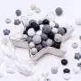Baby Silicone Teether Beads 100pcs BPA Free Food Grade Teething Beads Black and White Series DIY Jewelry Chewable Nursing Necklace Accessories