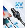 Anker USB C Car Charger, 36W 2-Port PowerIQ 3.0 Type C Car Adapter, PowerDrive III Duo with Power Delivery for iPhone XR/Xs/Max/X, Galaxy S10/S9, Pixel 3a/3/XL, iPad Pro 2018 and More