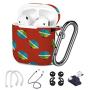 [ Compatible with Apple AirPods 1 & 2 ] 7 in 1 AirPods Accessories Set - TPU Gel Protective Case/Carabiner Keychain/Ear Hooks/Strap/Watch Band Holder - (Kitchenware Pot Flat Pattern)