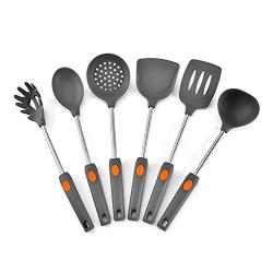 Silicone kitchenware 6 Pieces Of Heat Resistant Non-stick Kitchen Utensil Set Food Grade Silicone Cooking Utensils Including Turner Pasta Fork Spoon Etc Perfect Kitchen Gadget Gift For An