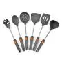 Jdeepued Silicone kitchenware 6 Pieces Silicone Cooking Utensils Kitchen Utensil Set Cooking Tools for Nonstick Cookware Includes Turners Pasta Fork Soup Spoon and More Gray Silicone Kitchen Utensils