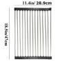 veveshop Over the Sink Multipurpose Roll-Up Dish Drying Rack Pan Bottle Food Drainer Mat for air-drying washed tableware glassware cookware bakeware and kitchenware Stainless Steel Silicone 18.50x11.4