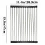 veveshop Over the Sink Multipurpose Roll-Up Dish Drying Rack Pan Bottle Food Drainer Mat for air-drying washed tableware glassware cookware bakeware and kitchenware Stainless Steel Silicone 18.50x11.4