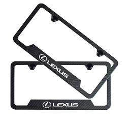 2pcs License Plate Stainless Steel Frame for Lexus Logo,Applicable to US Standard car License Frame,with Carbon Fiber Textured Glossy Finish,Improve Your car