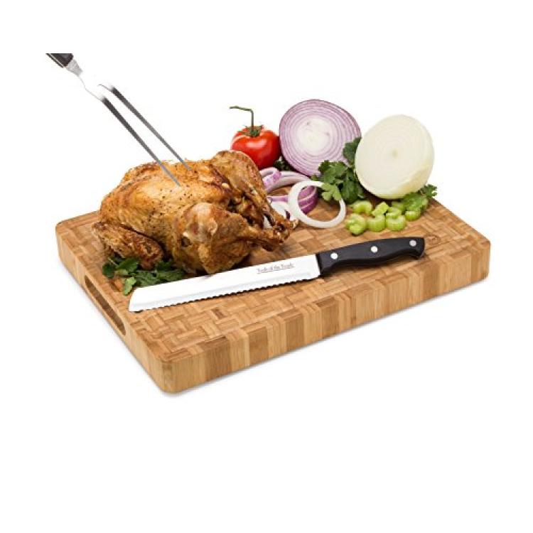 Large End Grain Bamboo Cutting Board [15⅝x11⅞x1½”] Professional