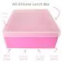 The Parent Diary All Silicone Lunch Box Meal Prep Container for Kids or Adults, Kid Friendly Easy to Open Lid (1 Compartment, Pink)