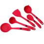 Silicone Kitchenware Heat Resistant Set - 5 Pcs Cooking Tools Cookware Utensils Kitchen Accessories Turner Colander Filter Soup Spoon Red