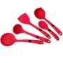 Silicone Kitchenware Heat Resistant Set - 5 Pcs Cooking Tools Cookware Utensils Kitchen Accessories Turner Colander Filter Soup Spoon Red