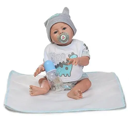 20 Inch 50cm Realistic Baby Reborn Boy Doll (Washable)Anatomically Correct Full Body Vinyl Silicone Poseable LifeLike Baby Doll True Looking Lifelike That Real Toy Free Magnet Pacifier Xmas Gift