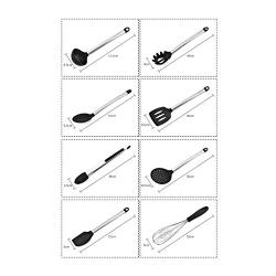 Silicone Kitchenware Set Stainless Steel Handle Kitchen Cooking Spoon Shovel 8 Piece Set Kitchenware Set