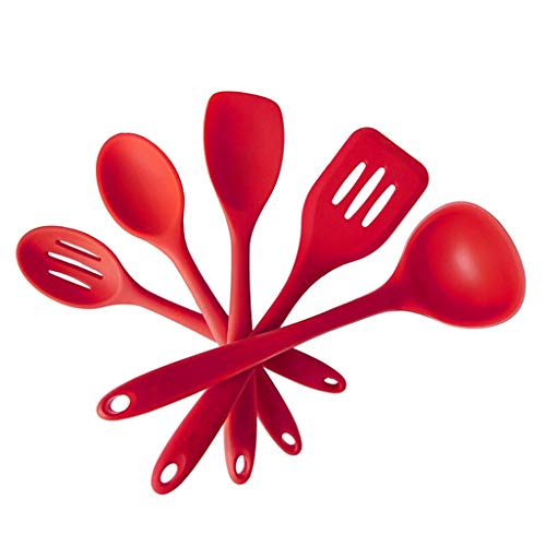 Ly-gctz Kitchenware Set Kitchen Silicone Long Handle Cooking Spoon Shovel Full Home Cooking Kitchenware Spatula Set 5 Piece Set