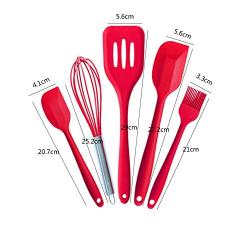 Kitchenware Utensils Set 5 Piece Premium Silicone Heat Resistant Non-Stick Cooking Professional Tools Red