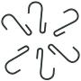 HUJI S Shaped Hanging Hooks for Kitchenware Pots Pans Utensils (Set of SIX, Black Iron S Shaped Hooks)