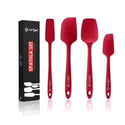 Silicone Spatula Set | 4 Versatile Tools Created for Cooking, Baking and Mixing | One Piece Design, Non-Stick & Heat Resistant | Strong Stainless Steel Core (UpGood Kitchen Utensils, Red)