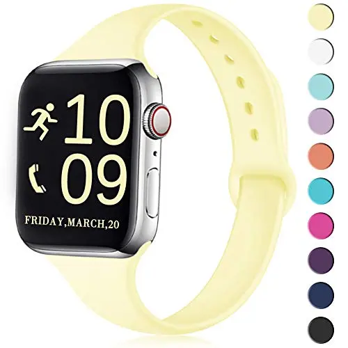 Zekapu Sport Band Compatible for Apple Watch 38mm 42mm 40mm 44mm, Soft Silicone Narrow Slim Sport Replacement Wristband for iWatch Series 5, Series 4, Series 3, Series 2, Series 1 Women