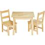 AmazonBasics Kids Solid Wood Table and 2 Chair Set, Natural