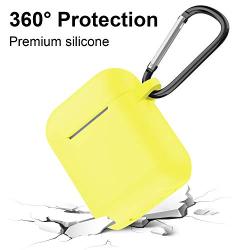 AirPods Case,SATLITOG Protective Silicone Cover Compatible with Apple AirPods 2 and 1(Not for Wireless Charging Case)(Light Yellow)