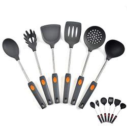 Hjyi Kitchen Cooking Silicone kitchenware non-stick pot high temperature cooking spoon shovel set kitchen utensils shovel (6-piece set)