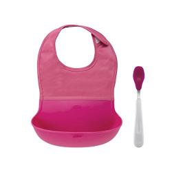 OXO Tot Roll Up Bib and Silicone Spoon Set - Pink